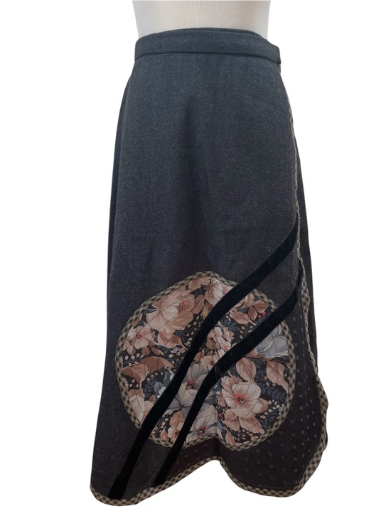 Koos Van Den Akker Dresses & Skirts - Vintage 1970s KOOS Van Den Akker Appliqué Wool Wrap Skirt Gray Size 10